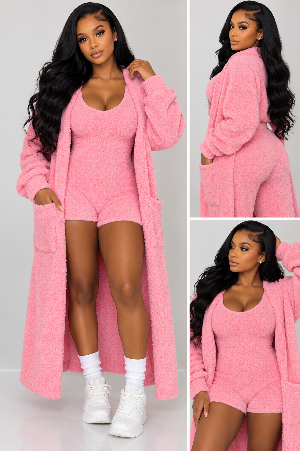 Pretty In Plush Luxe Romper & Cardigan