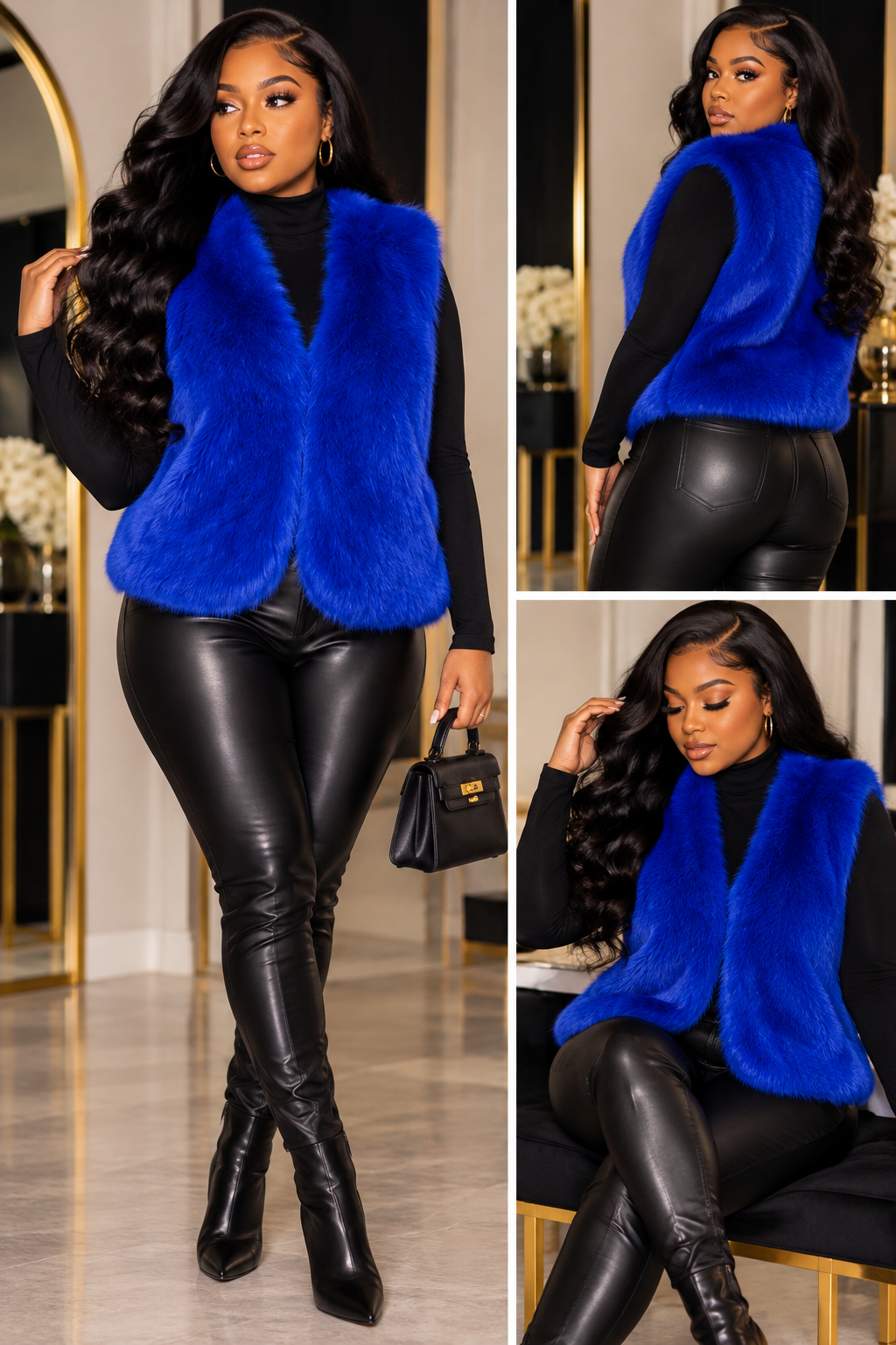 Royal Blue Luxe Faux Fur Vest